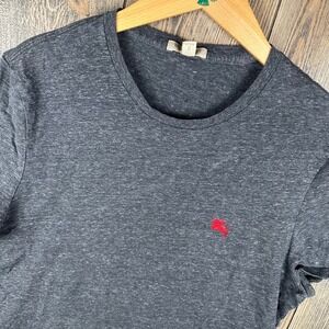 Burberry Brit Men's Charcoal Heathered Cotton Short Sleeve T-Shirt Red Logo XL